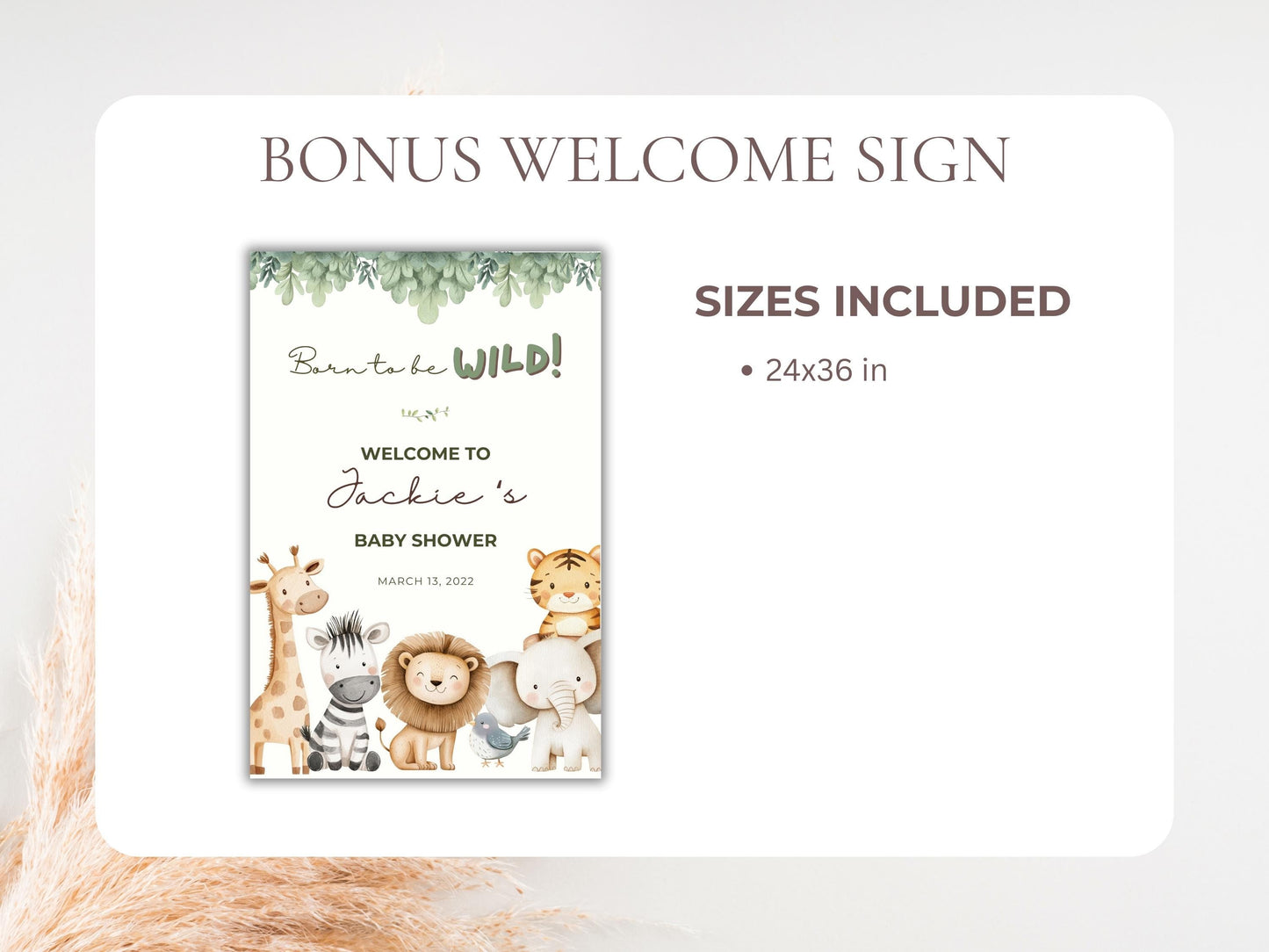Jungle Safari Baby Shower Digital Invitation + RSVP Tracker
