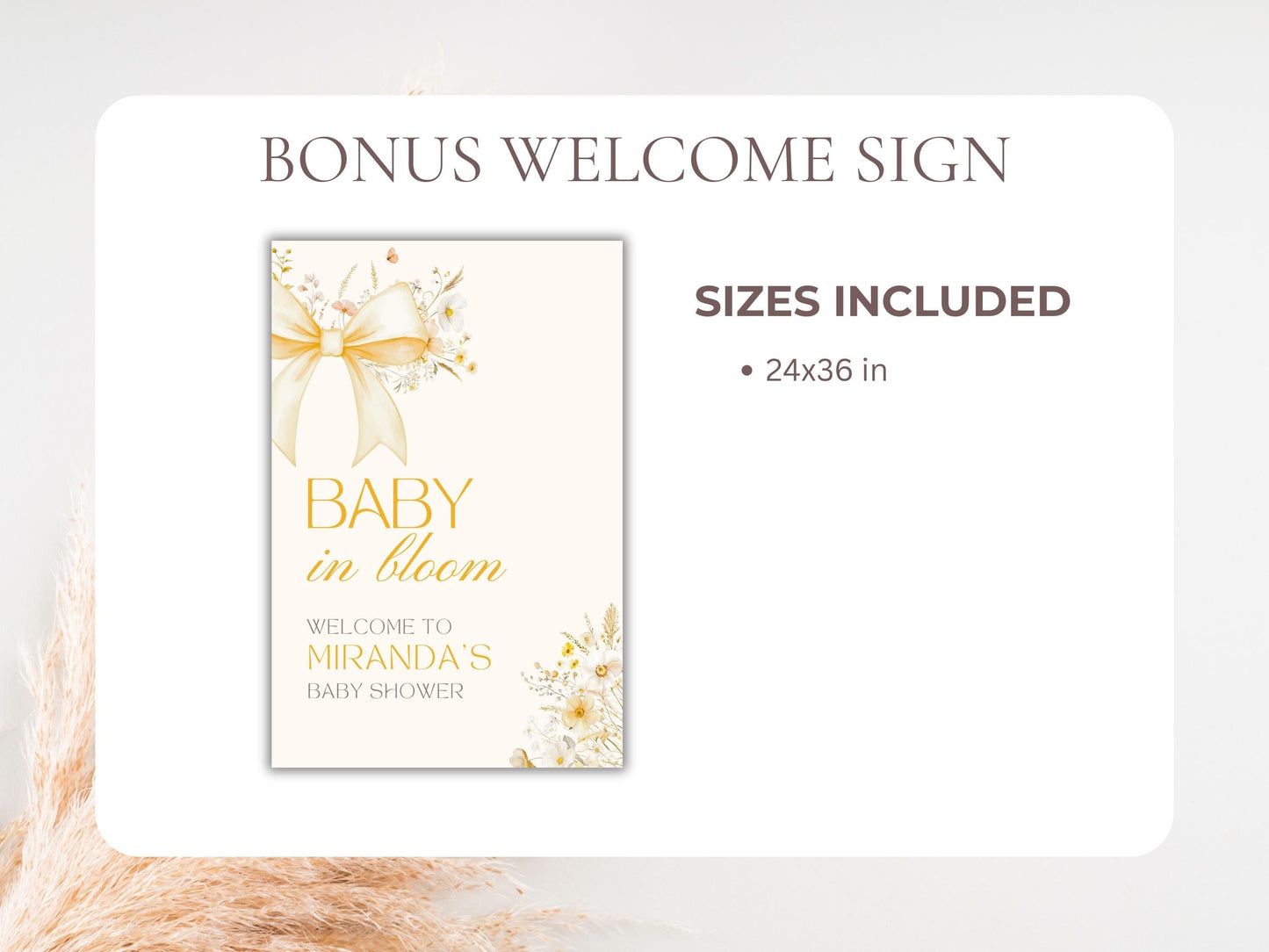 Gold Bow Gender Neutral Baby Shower Digital Invitation + RSVP Tracker