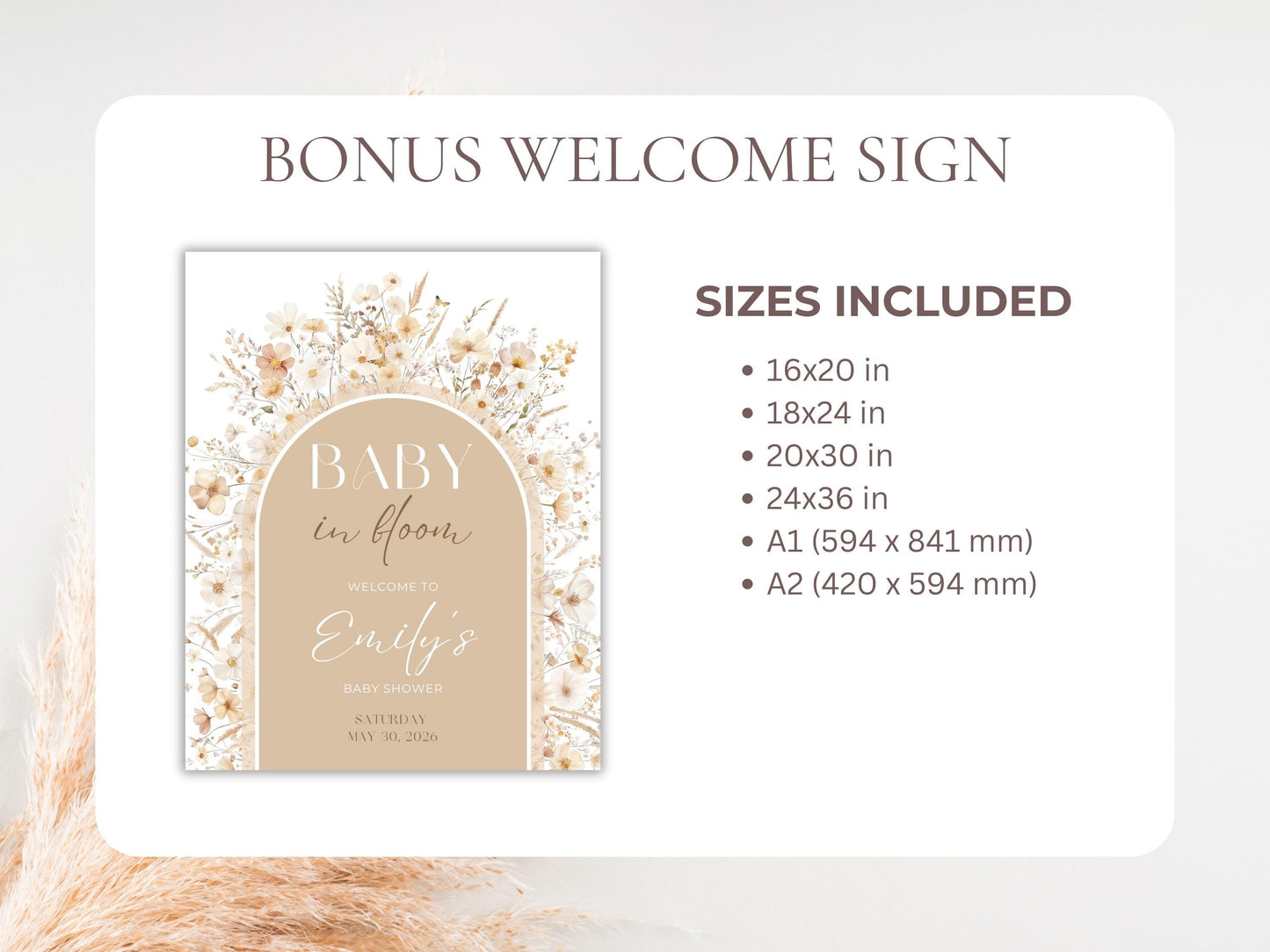 Baby in Bloom Gender Neutral Baby Shower Invitation + RSVP Tracker