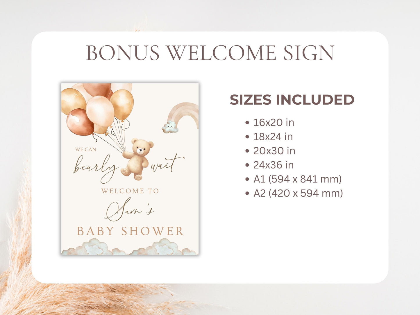 We Can Bearly Wait Gender Neutral Teddy Bear Baby Shower Invitation + RSVP Tracker