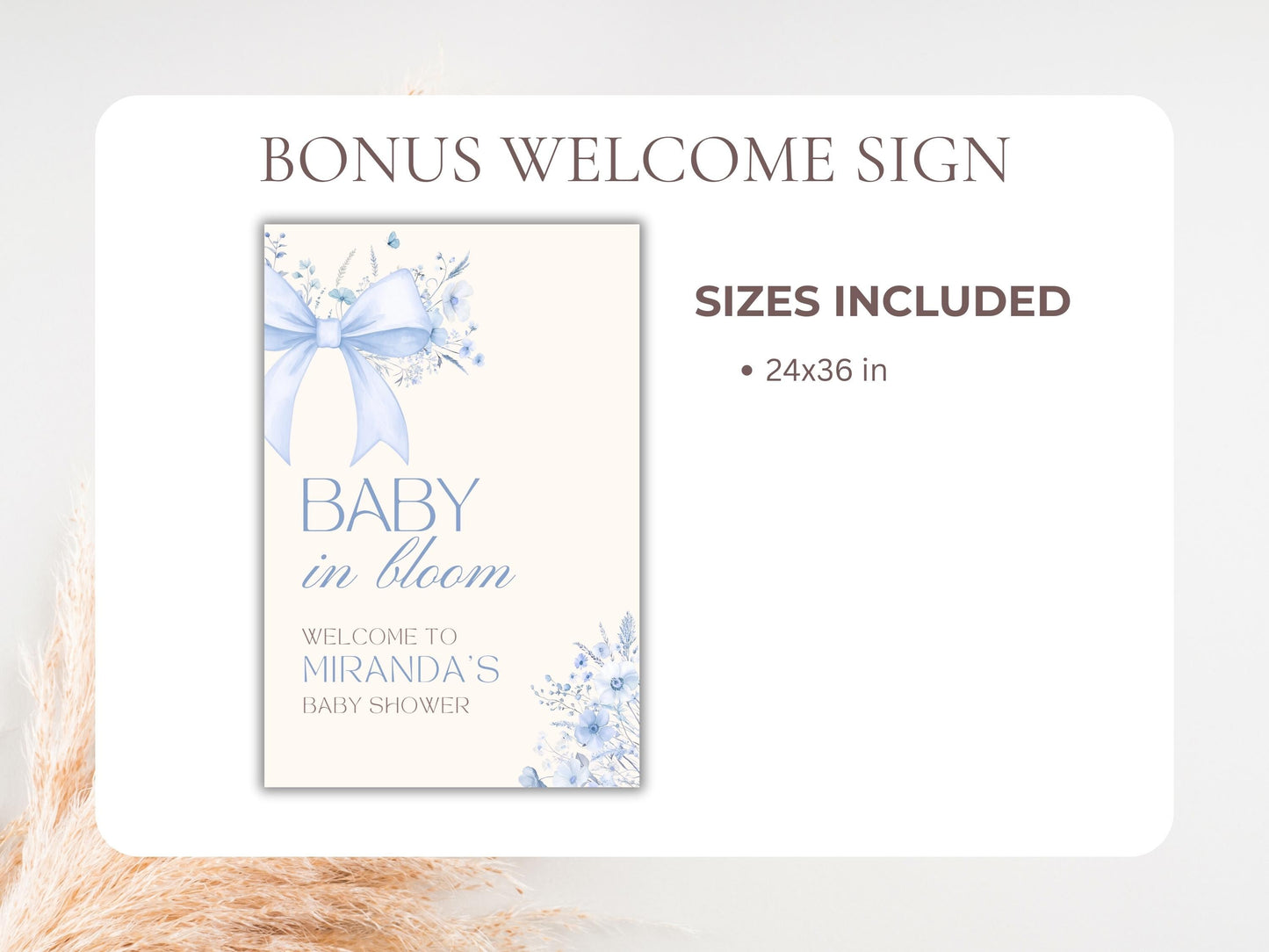 Blue Bow Baby Shower Digital Invitation + RSVP Tracker