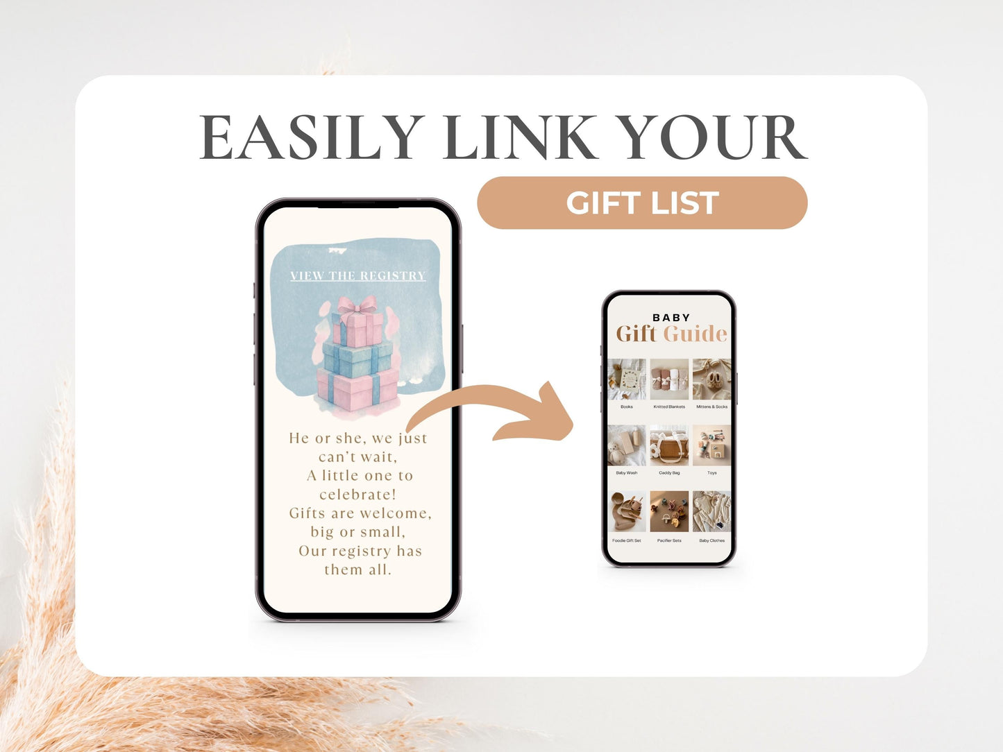 Boho Gender Reveal Digital Invitation + RSVP Tracker