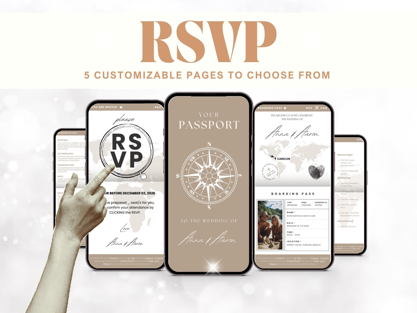 Editable Plane Ticket Wedding Invitation