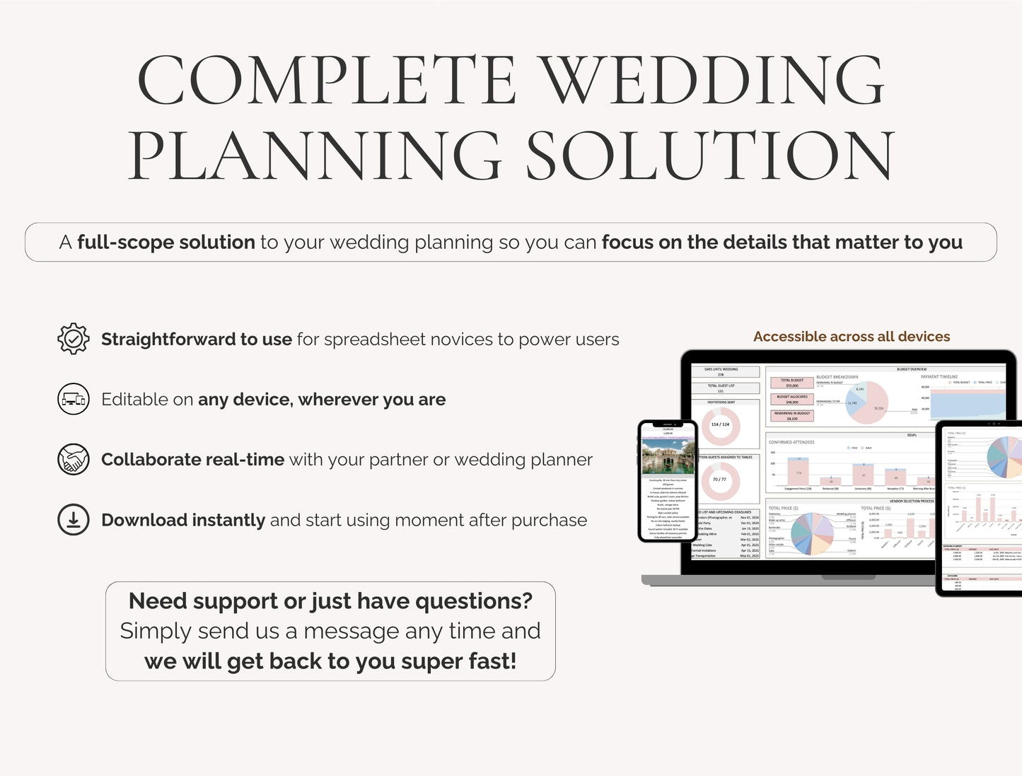 All-In-One 42 TABS PRO Wedding Planner Spreadsheet