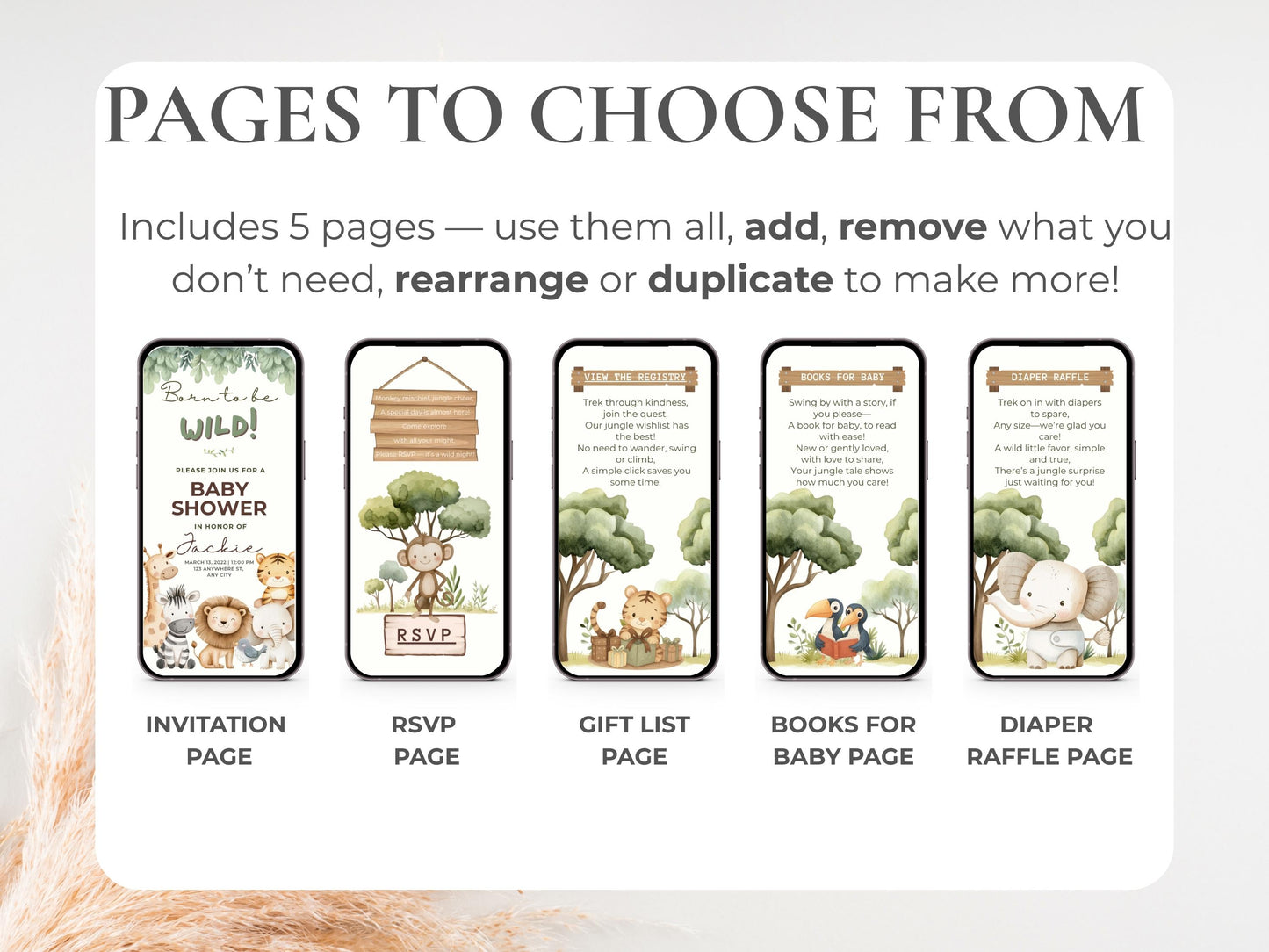 Jungle Safari Baby Shower Digital Invitation + RSVP Tracker