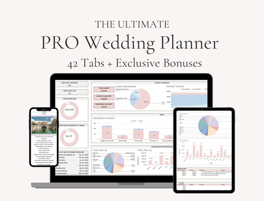 All-In-One 42 TABS PRO Wedding Planner Spreadsheet