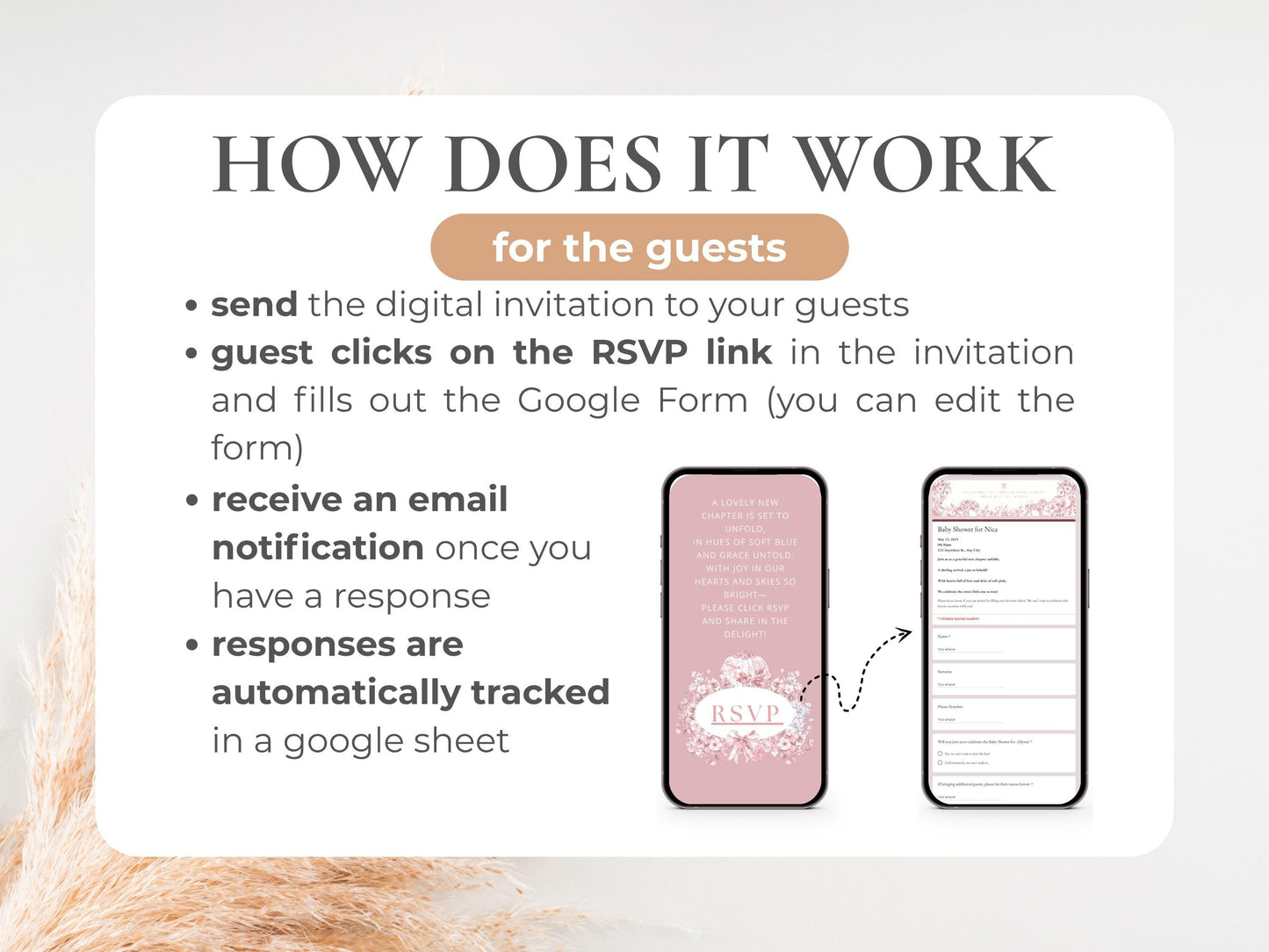 Elegant Pink Toile Safari Baby Shower Digital Invitation + RSVP Tracker