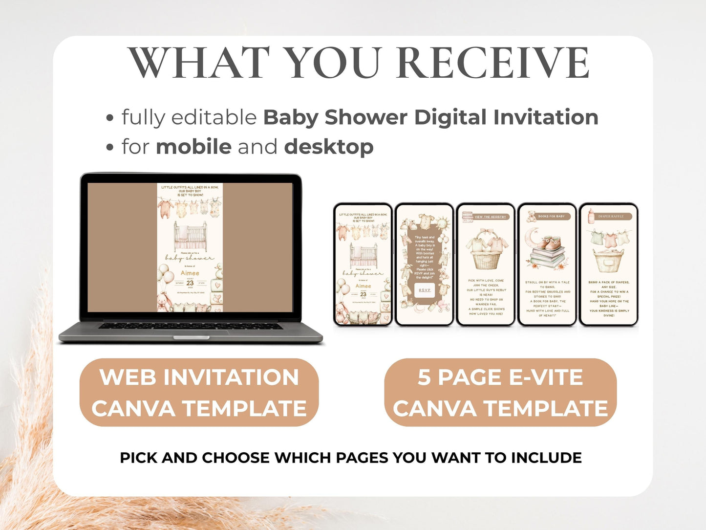 Unisex Baby Shower Digital Invitation Bundle + RSVP Tracker