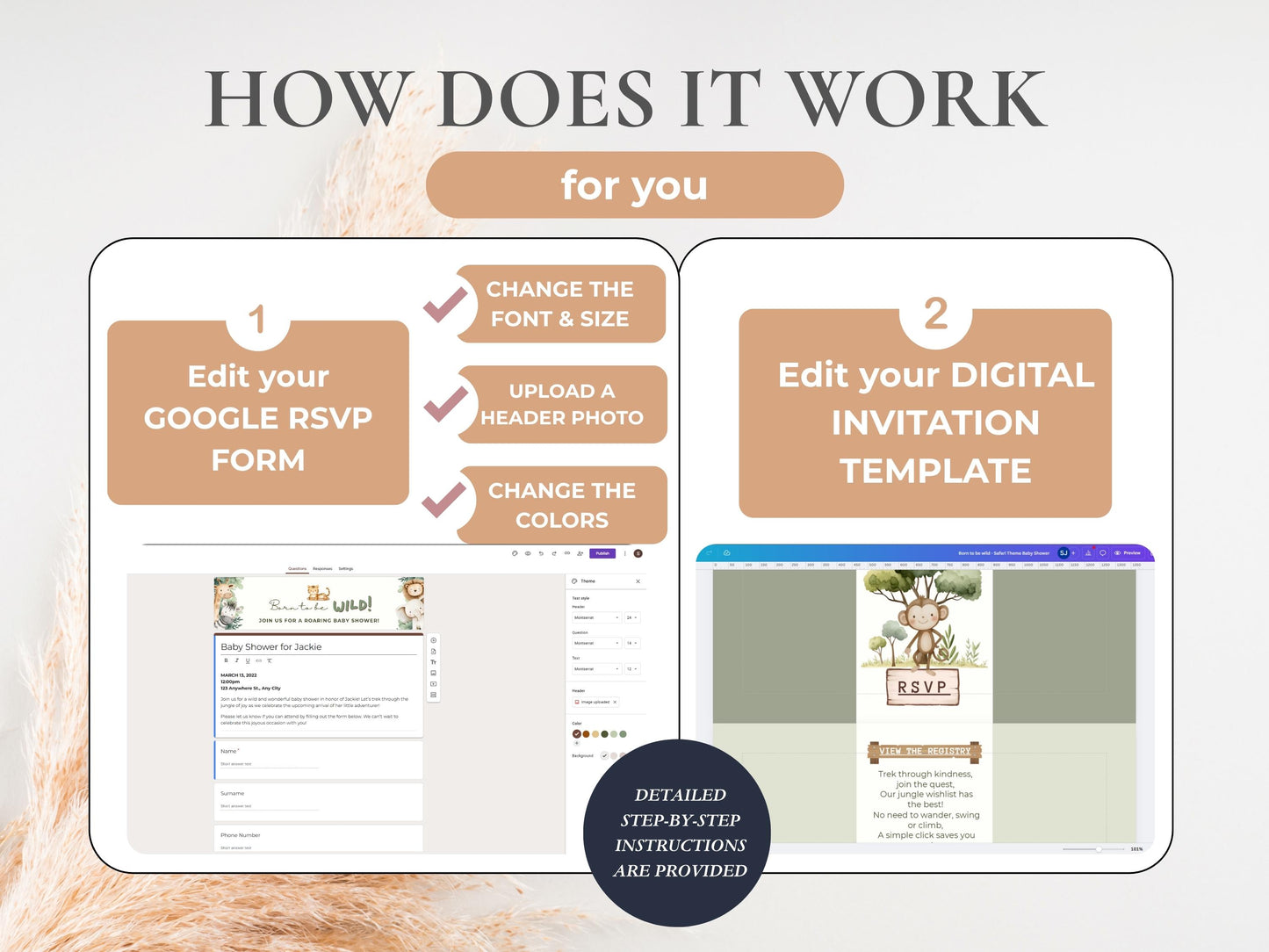 Jungle Safari Baby Shower Digital Invitation + RSVP Tracker