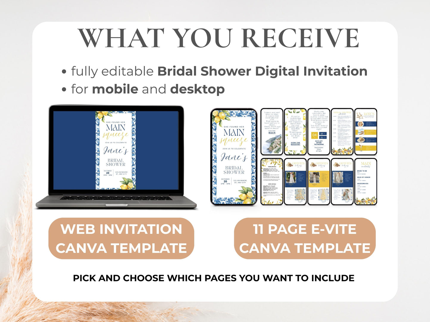 Main Squeeze Bridal Shower Invitation | Mediterranean Amalfi Coast–Inspired Digital Invite