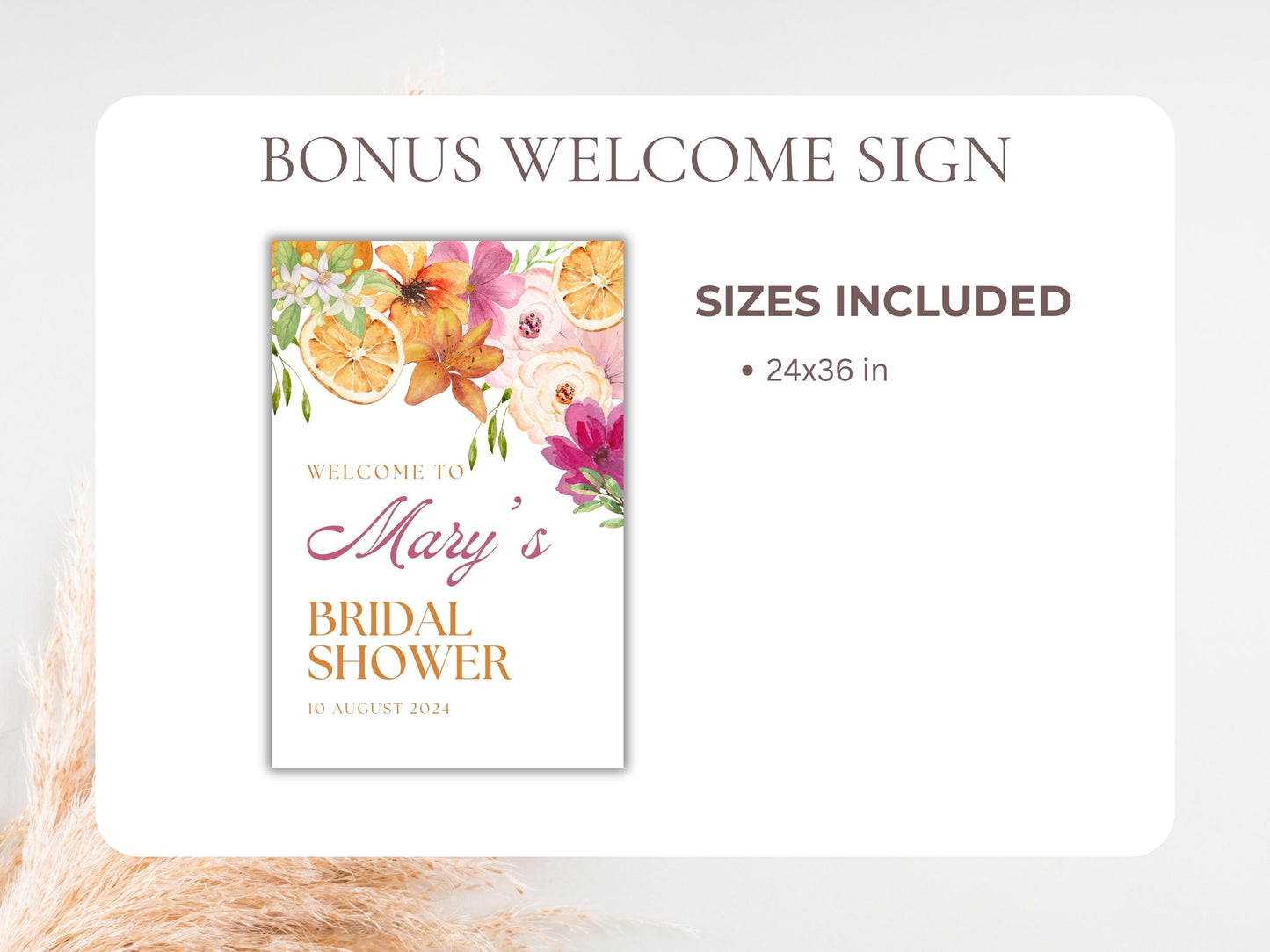 Digital Summer Citrus Pink Bridal Shower & Bridal Weekend Template