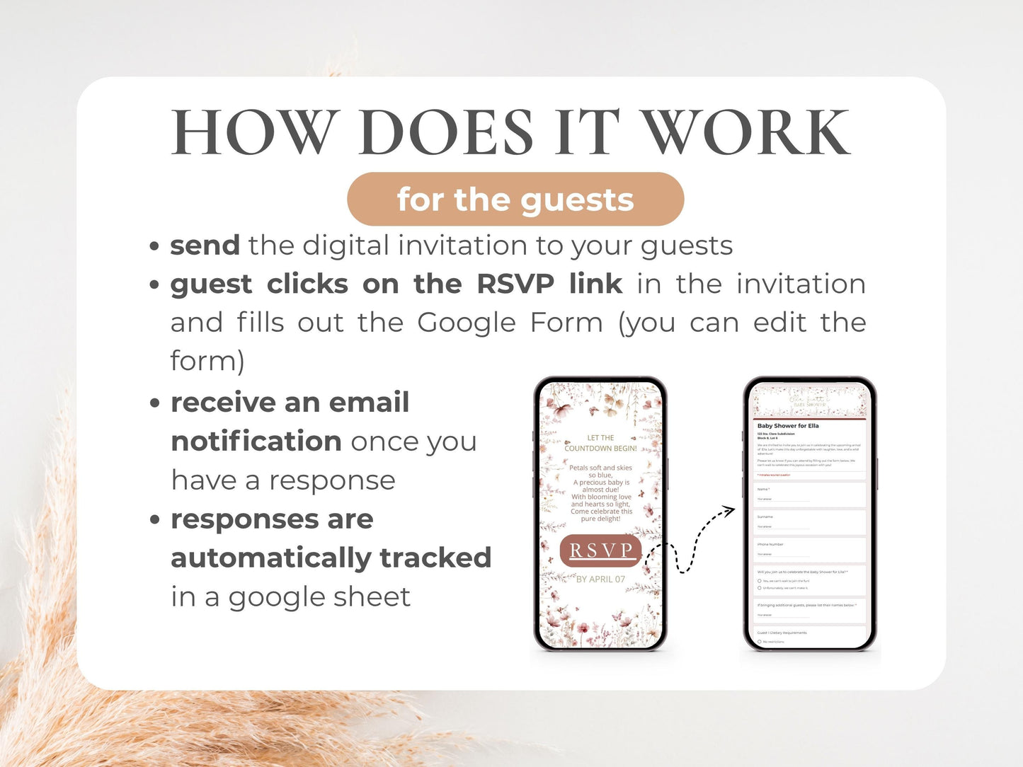 Dusty Pink Wildflower Baby in Bloom - Online trackable RSVP