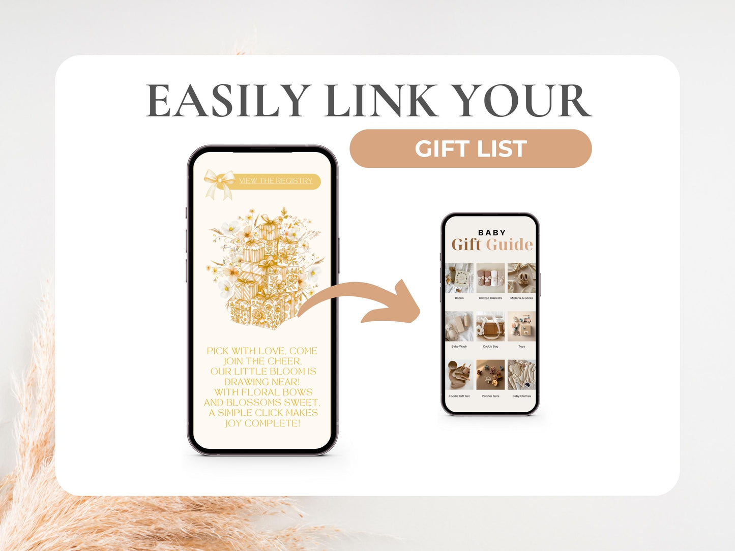 Gold Bow Gender Neutral Baby Shower Digital Invitation + RSVP Tracker