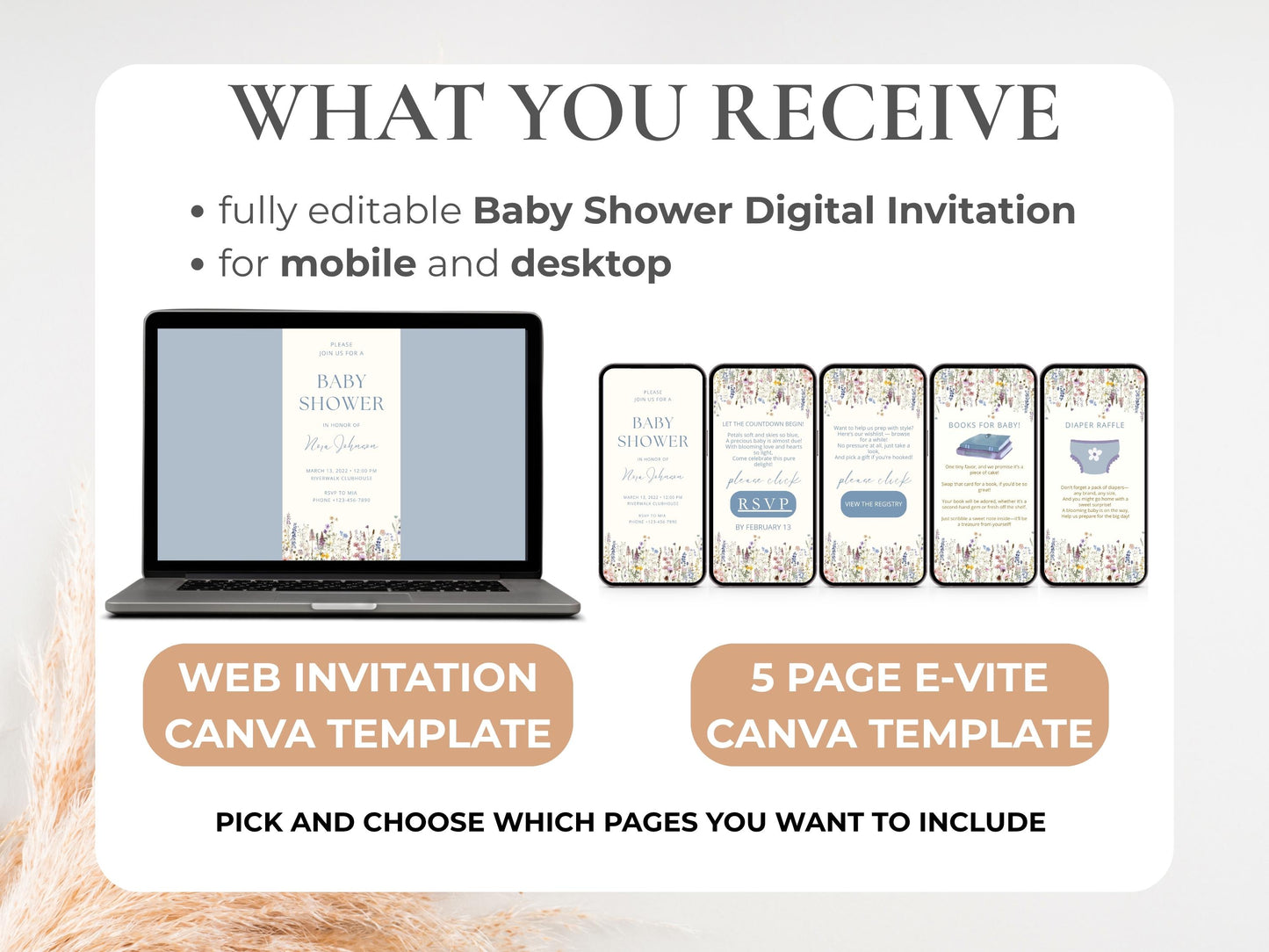Baby in Bloom Baby Shower Invitation + RSVP Tracker