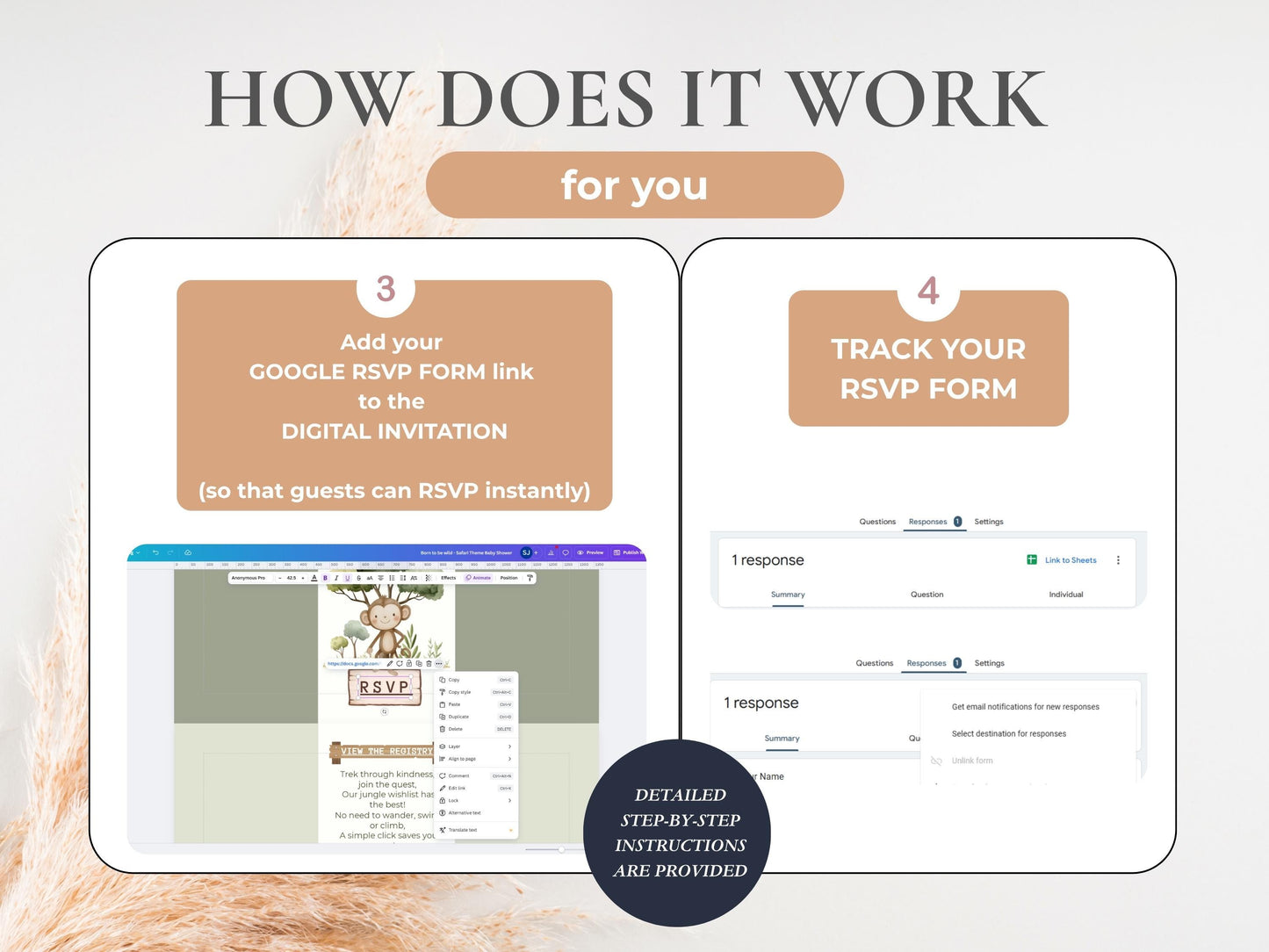 Jungle Safari Baby Shower Digital Invitation + RSVP Tracker