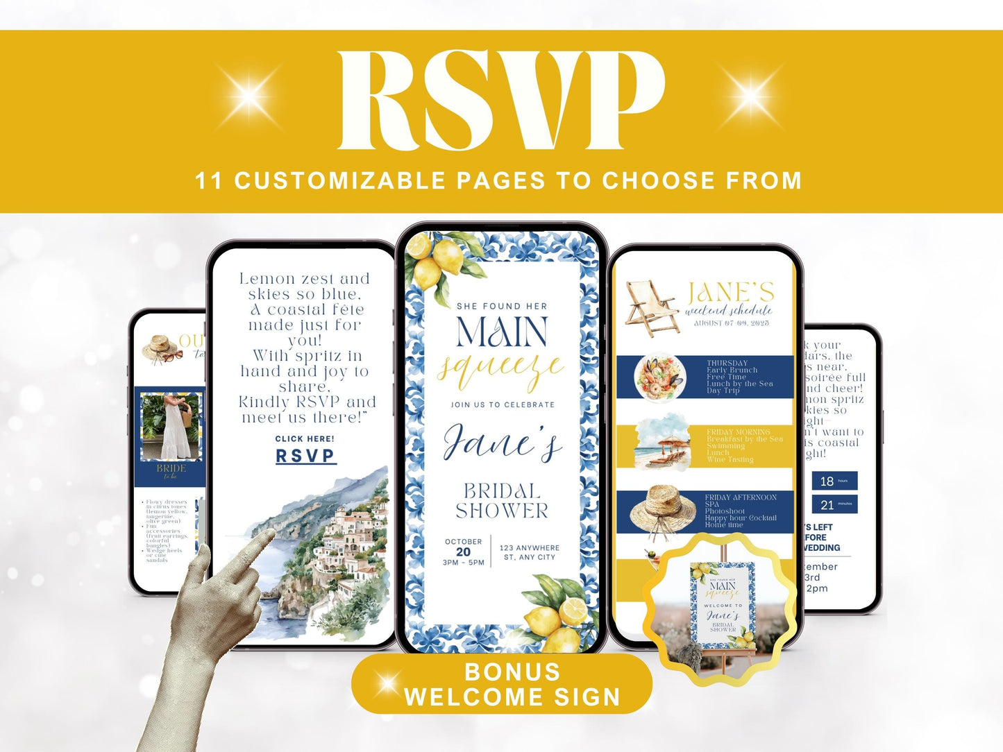 Main Squeeze Bridal Shower Invitation | Mediterranean Amalfi Coast–Inspired Digital Invite