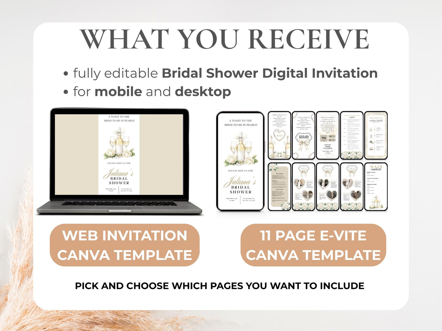 Pearls & Prosecco Bridal Shower Invitation