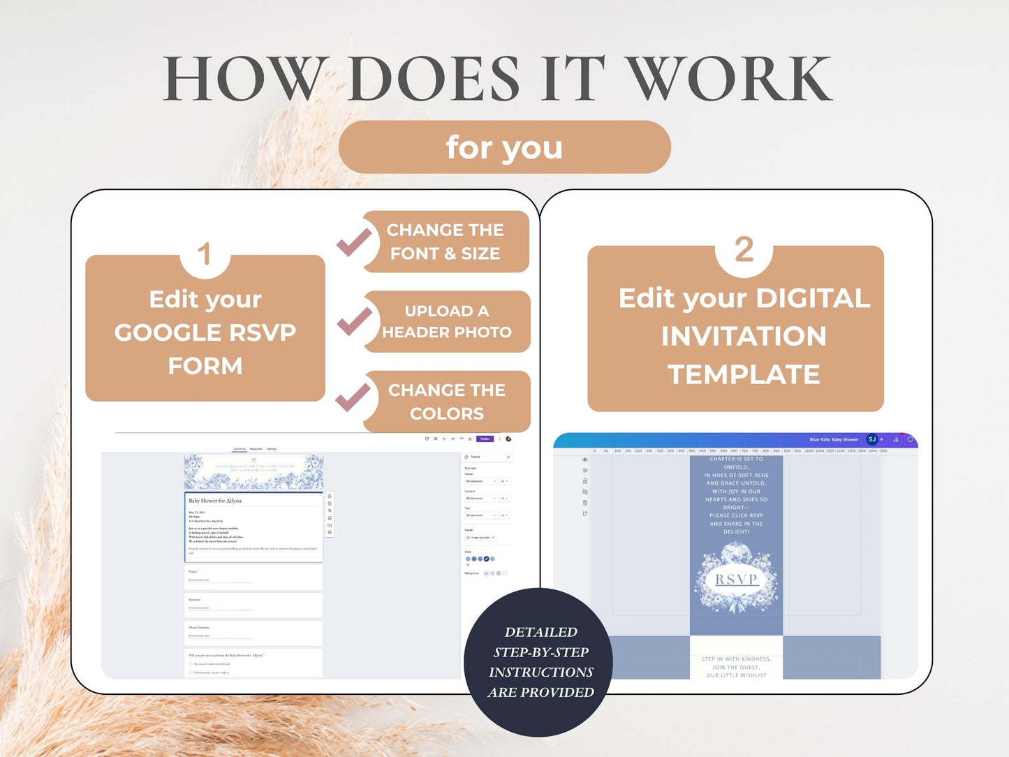 Blue Toile Safari Baby Shower Digital Invitation with RSVP Tracking