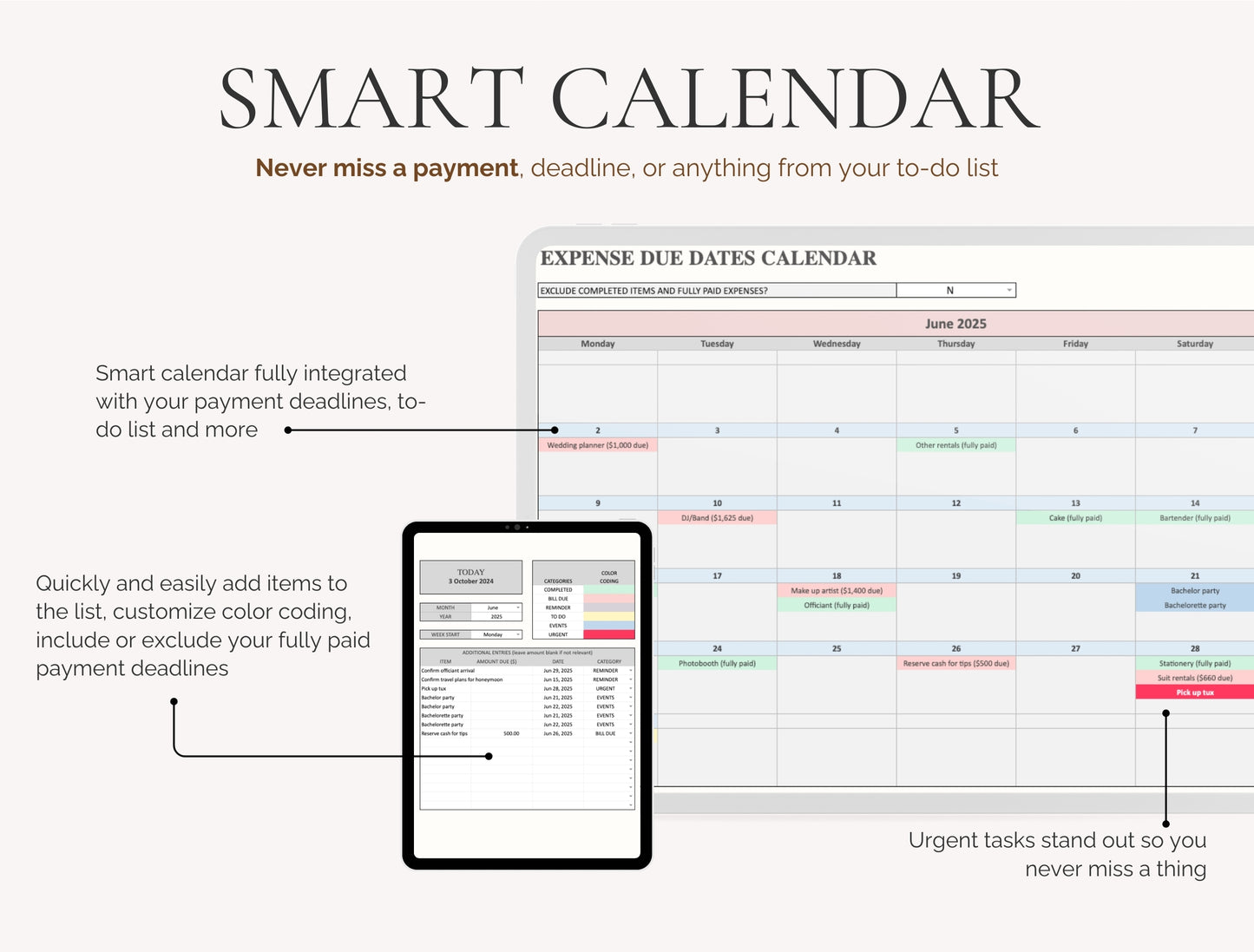 All-In-One 42 TABS PRO Wedding Planner Spreadsheet