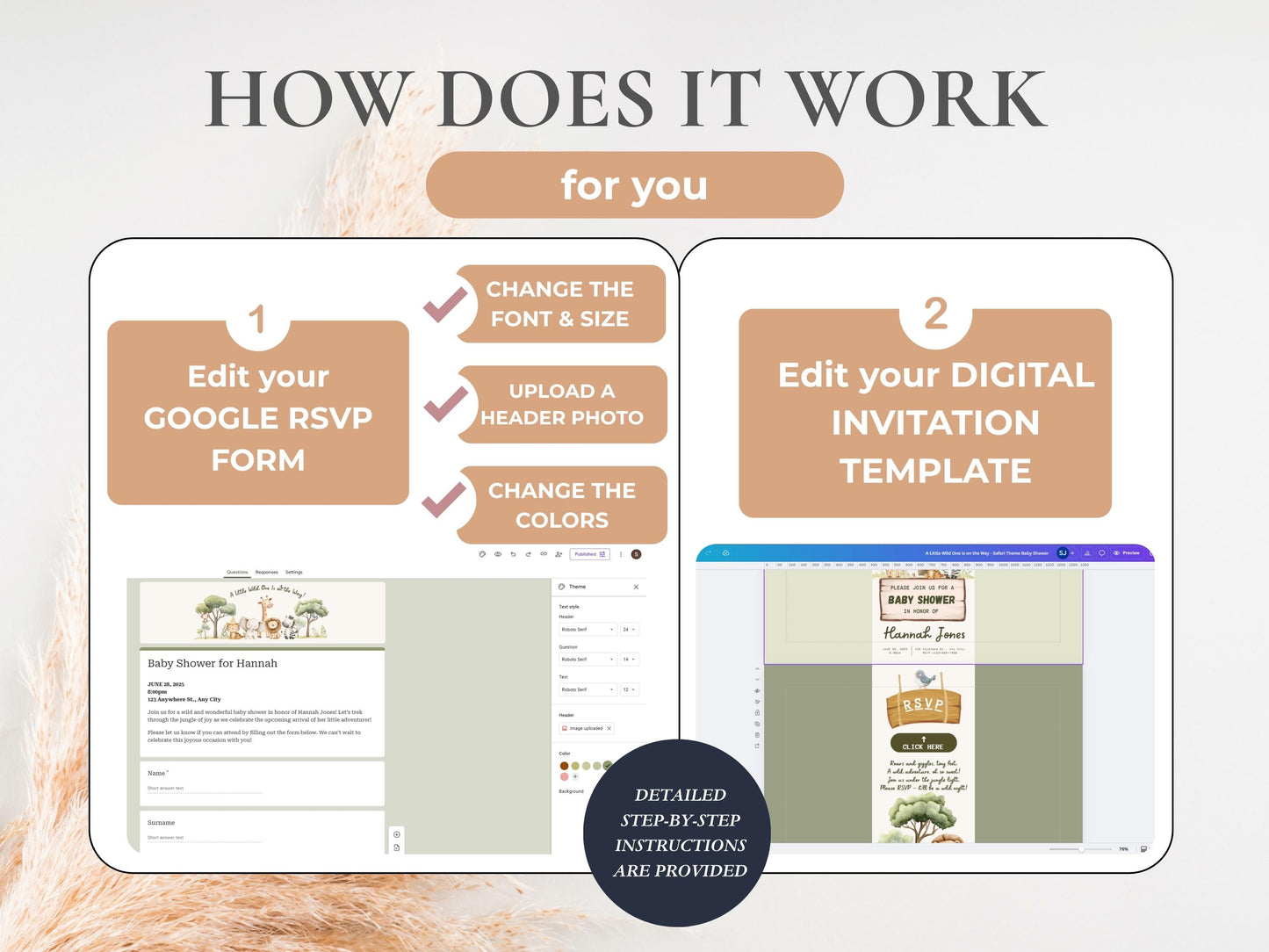 Wild One Safari Baby Shower Digital Invitation + RSVP Tracking