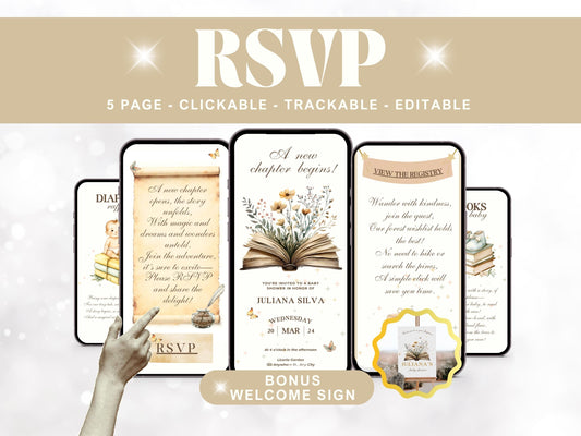 Once Upon a Baby Shower Digital Invitation + RSVP Tracker