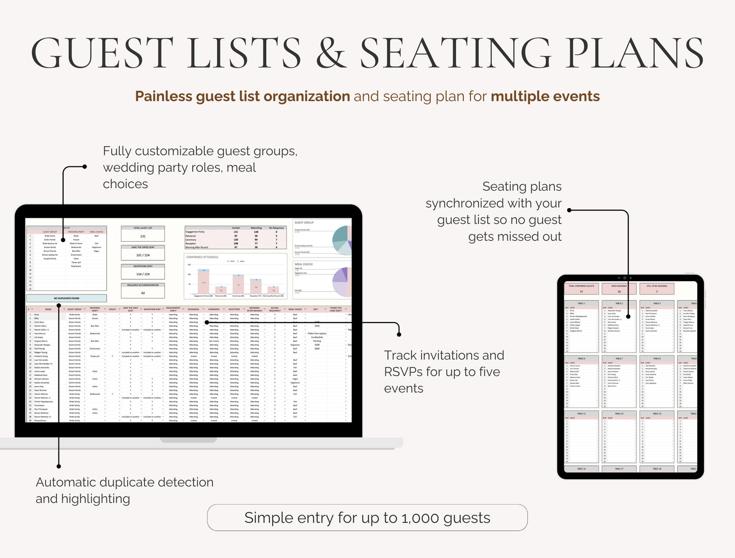 All-In-One 42 TABS PRO Wedding Planner Spreadsheet