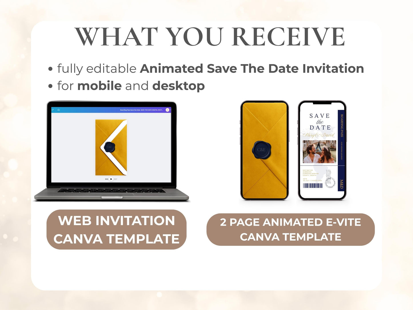 Elegant Boarding Pass Save the Date Template