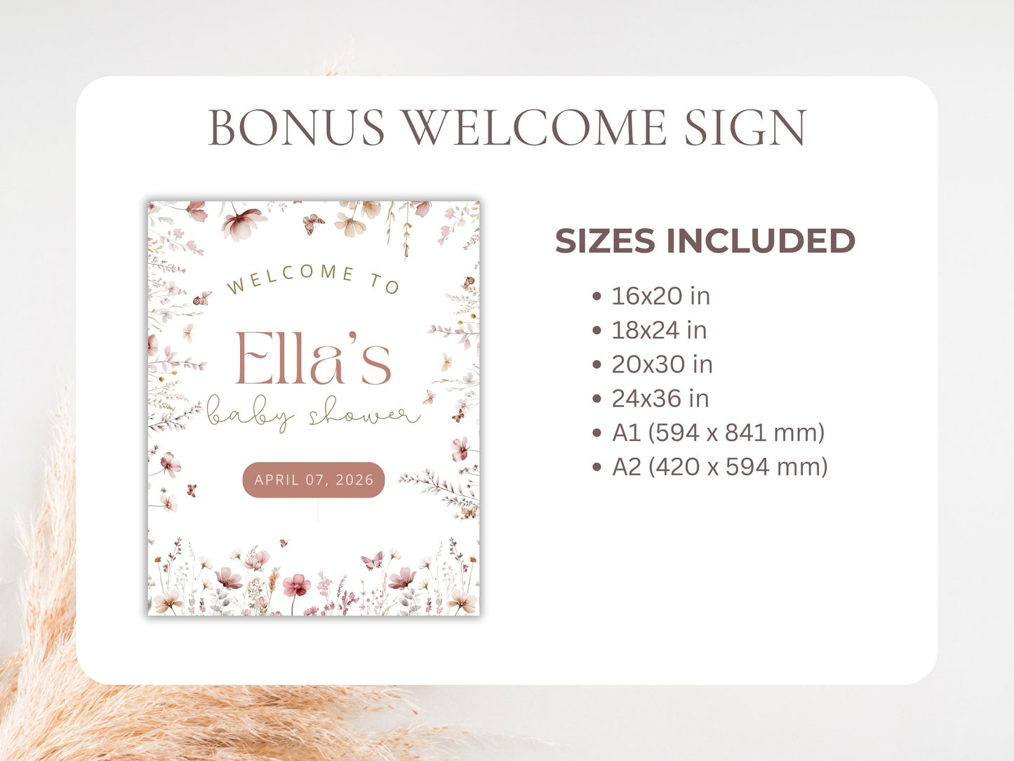 Dusty Pink Wildflower Baby in Bloom - Online trackable RSVP