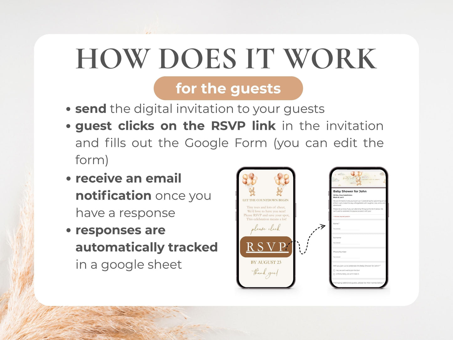 Gender Neutral Baby Shower Invitation – Digital Bear Baby Shower Invite with Online RSVP & Registry