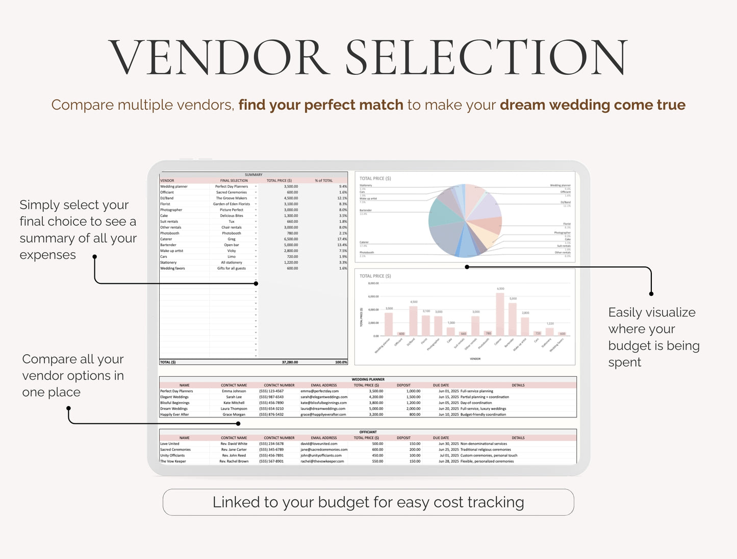 All-In-One 42 TABS PRO Wedding Planner Spreadsheet