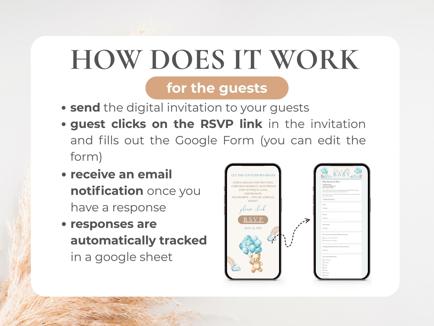 We Can Bearly Wait Blue Teddy Bear Baby Shower Invitation + RSVP Tracker
