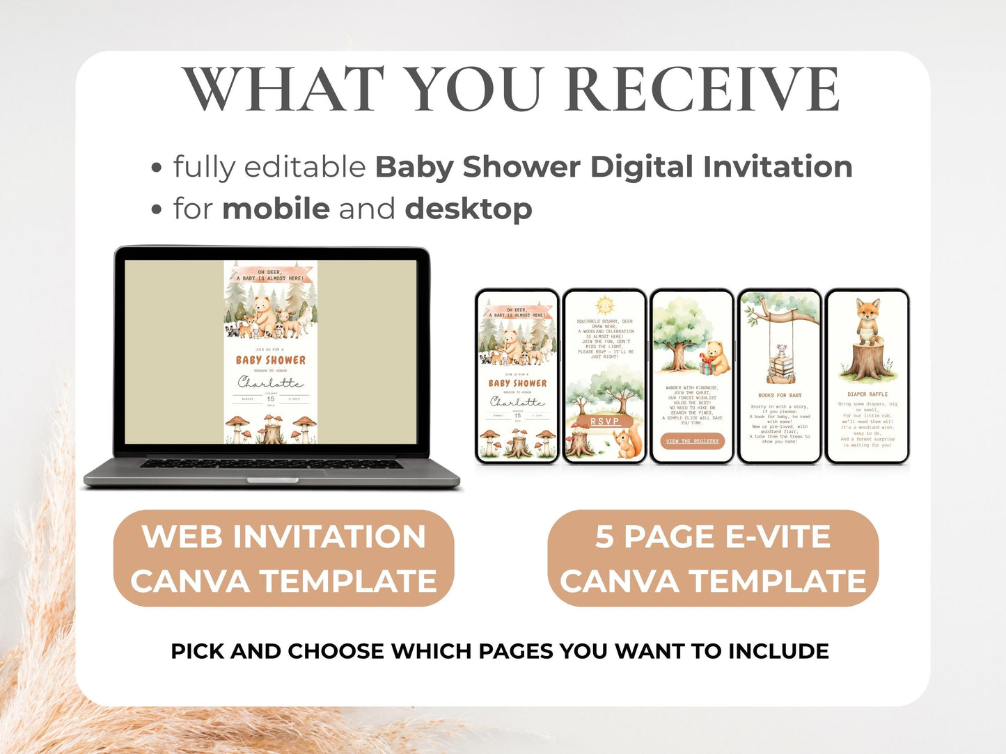 Oh Deer! Woodland Baby Shower Digital Invitation + RSVP Tracker