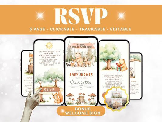 Oh Deer! Woodland Baby Shower Digital Invitation + RSVP Tracker