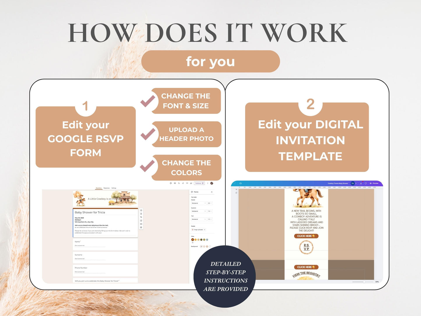 A Little Cowboy Is On The Way Baby Shower Digital Invitation + RSVP Tracker