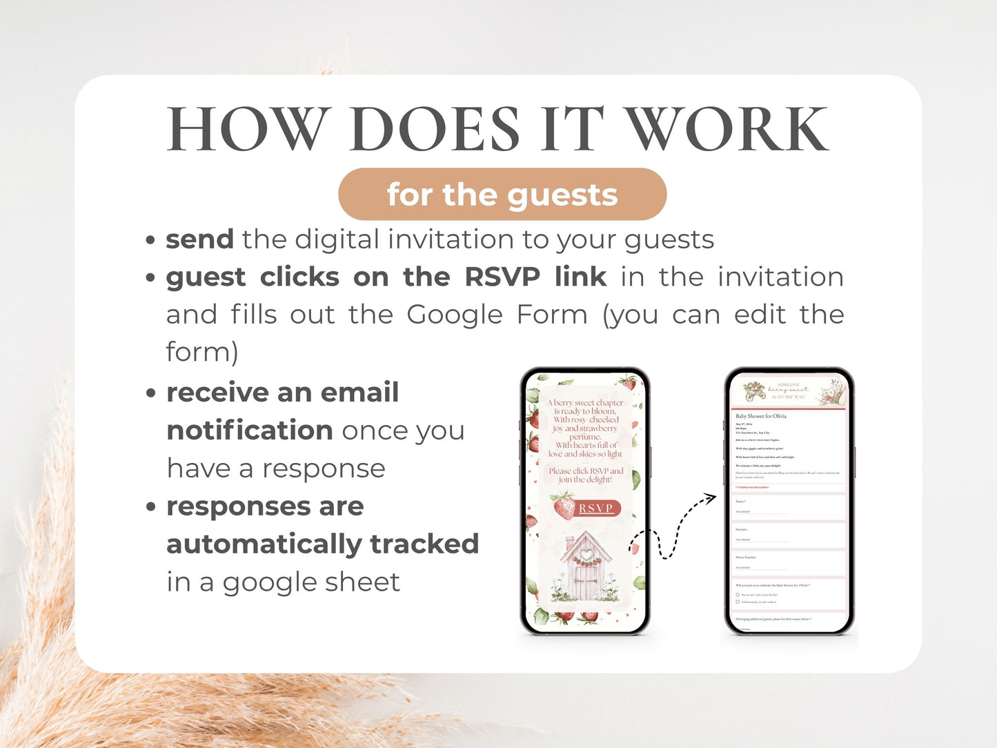 Strawberry Baby Shower Digital Invitation + RSVP Tracker