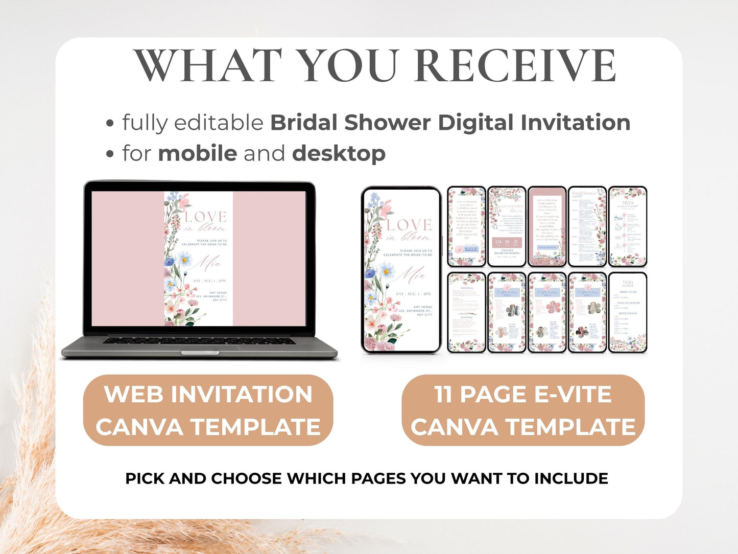 Floral Bridal Shower Invitation Template