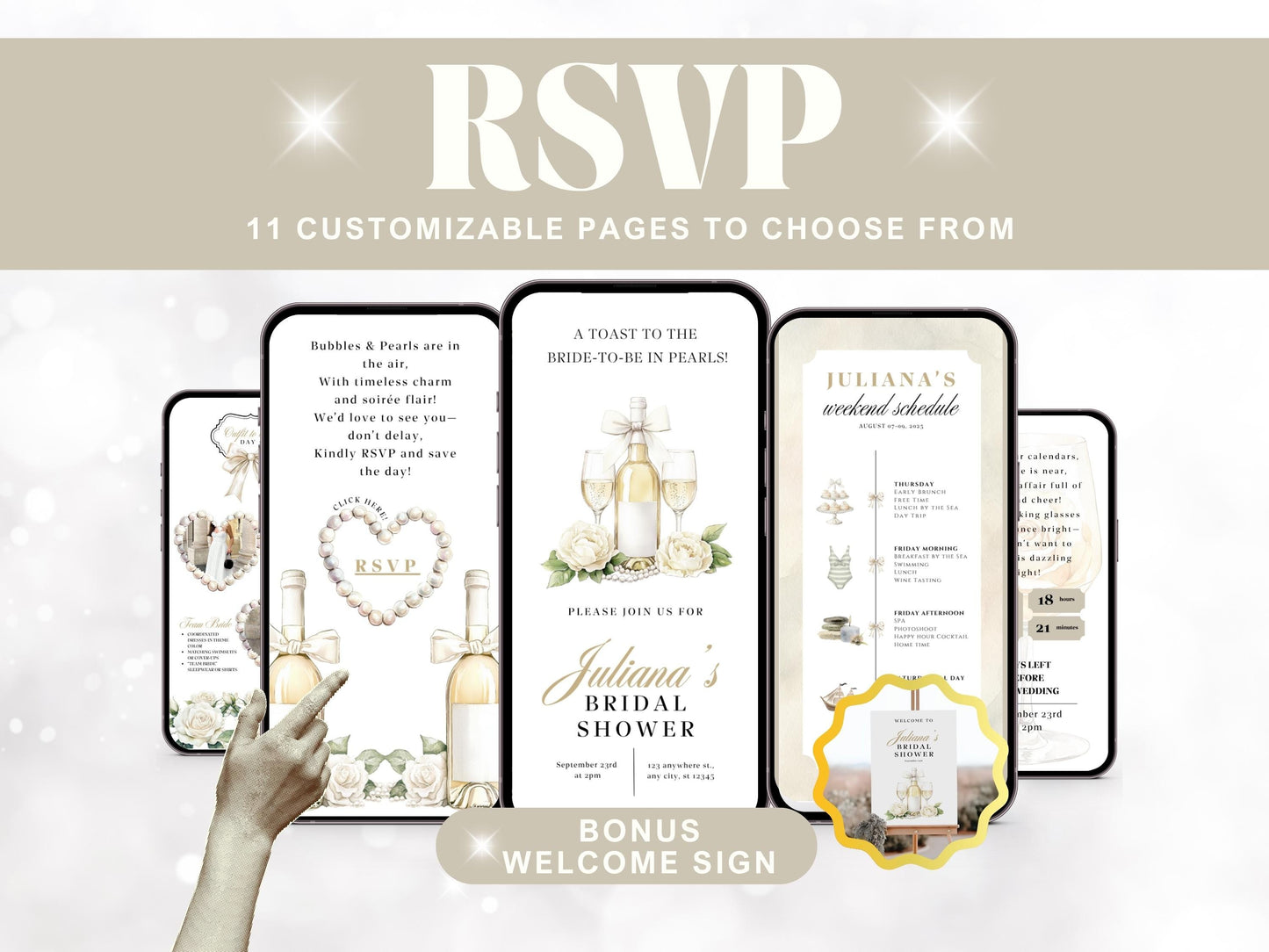 Pearls & Prosecco Bridal Shower Invitation