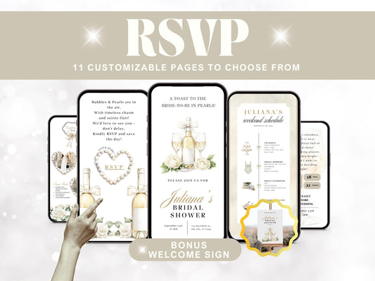 Pearls & Prosecco Bridal Shower Invitation