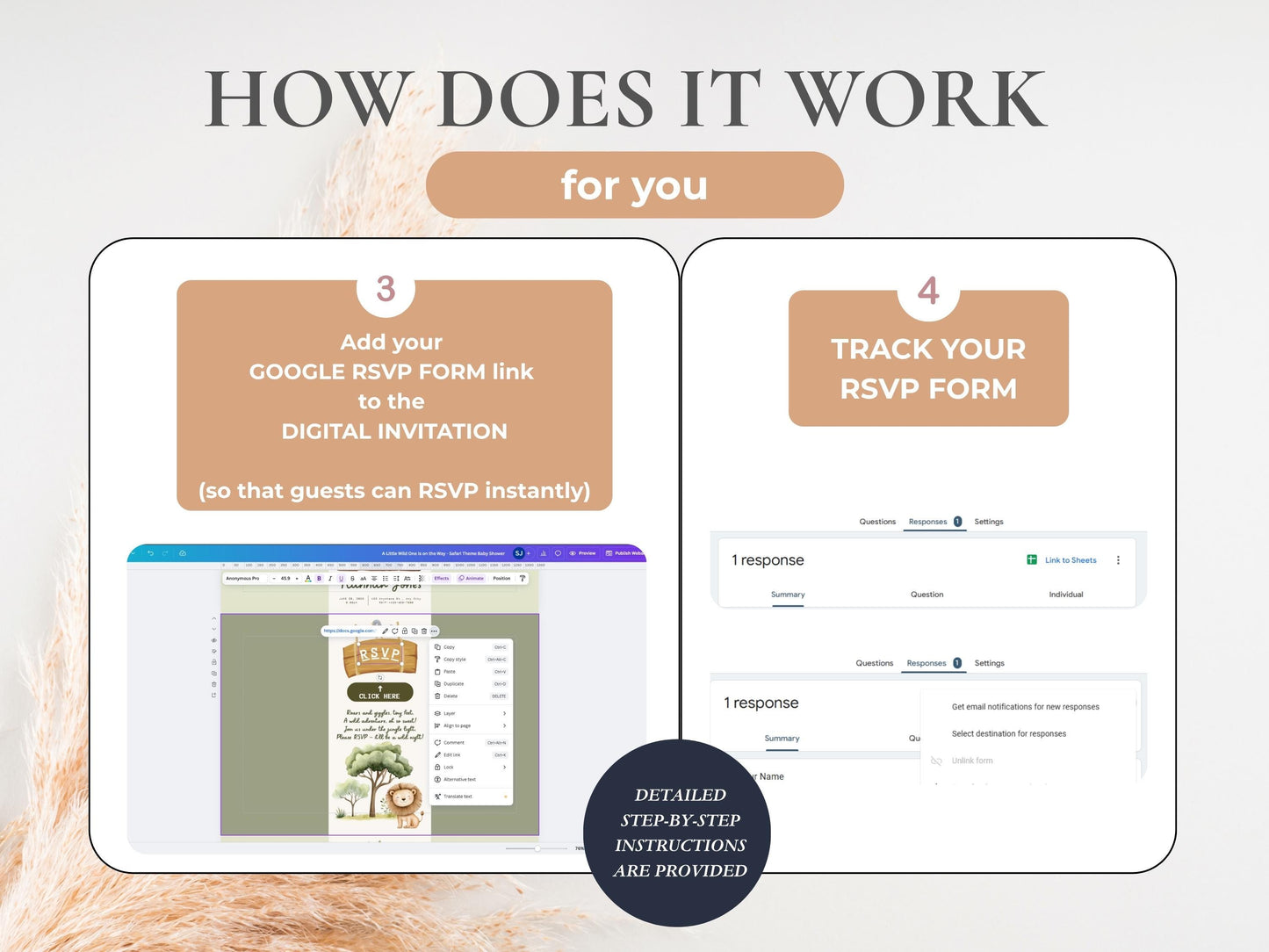 Wild One Safari Baby Shower Digital Invitation + RSVP Tracking