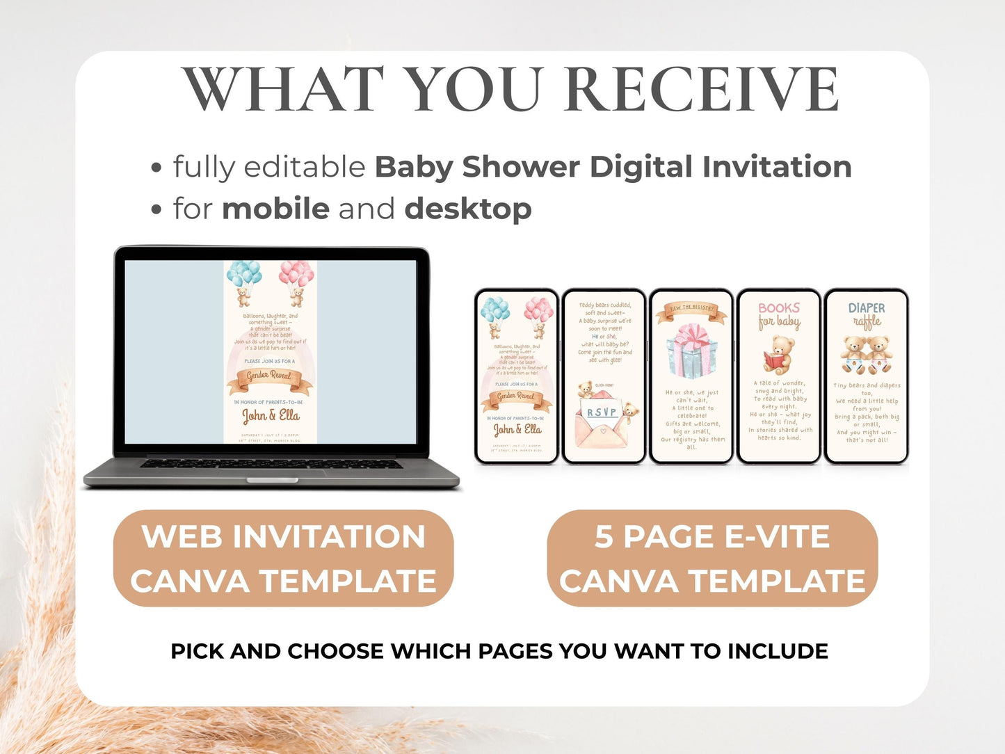 We Can Bearly Wait Gender Reveal Invitation + RSVP Tracker
