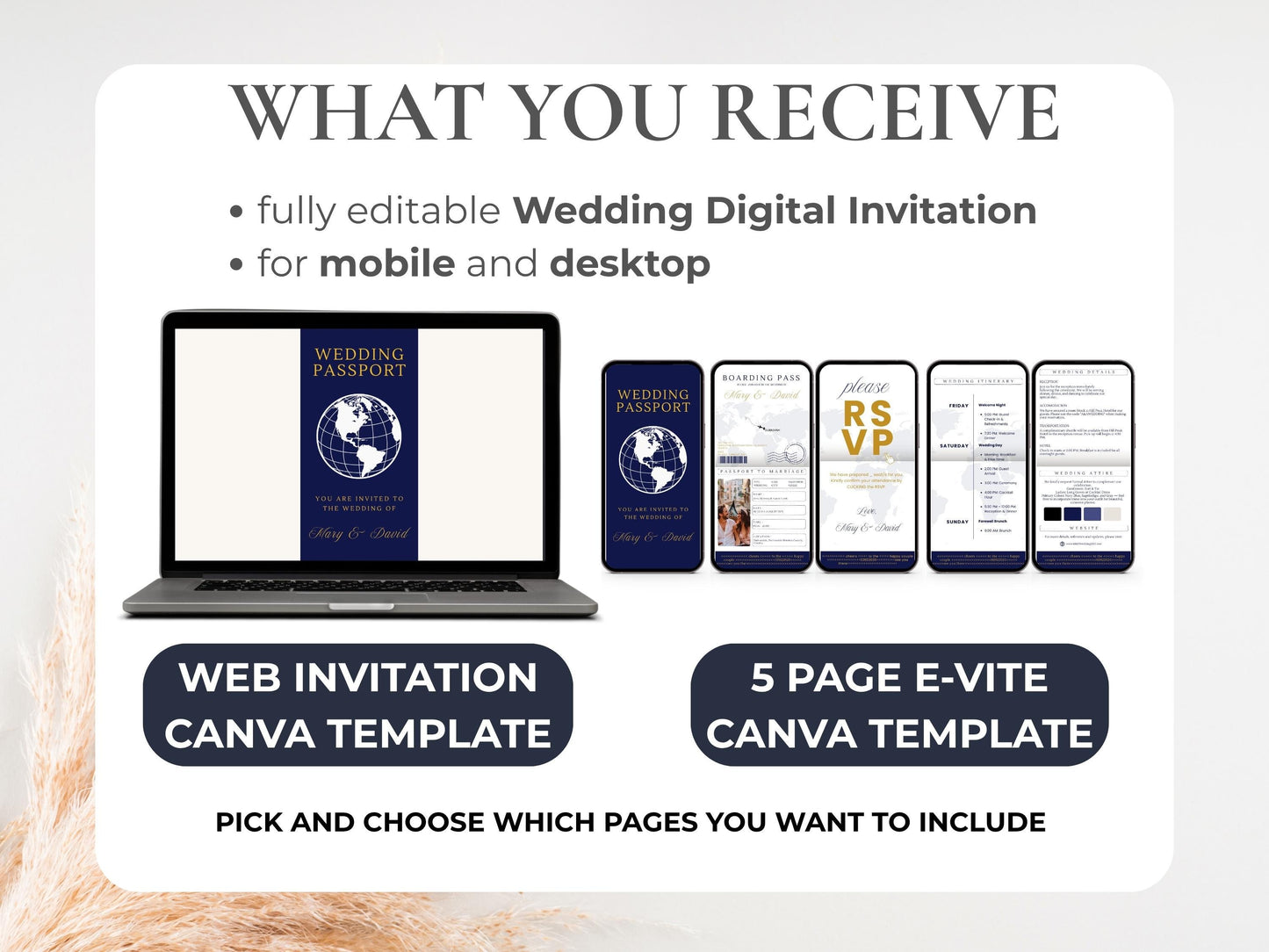 Passport Wedding Invitation Suite + Trackable RSVP