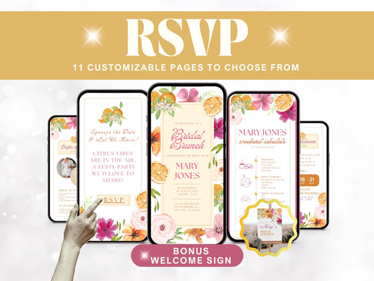 Digital Summer Citrus Pink Bridal Shower & Bridal Weekend Template