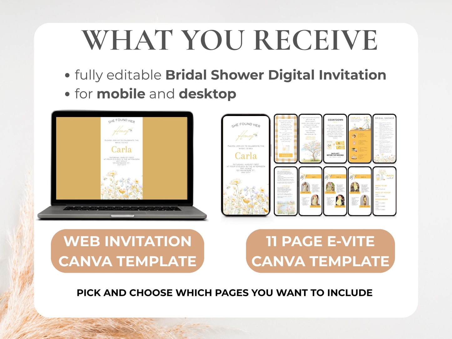 Bride to Bee Weekend Planner | Modern Honey Bridal Invitation