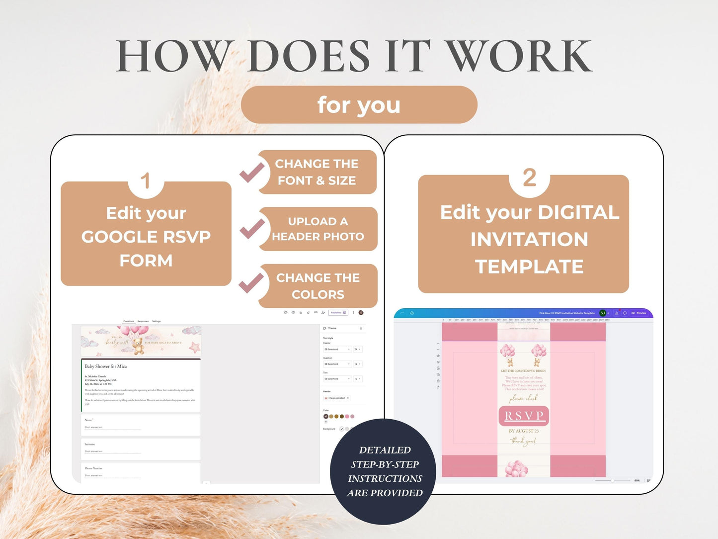 We Can Bearly Wait Pink Teddy Bear Baby Shower Invitation + RSVP Tracker
