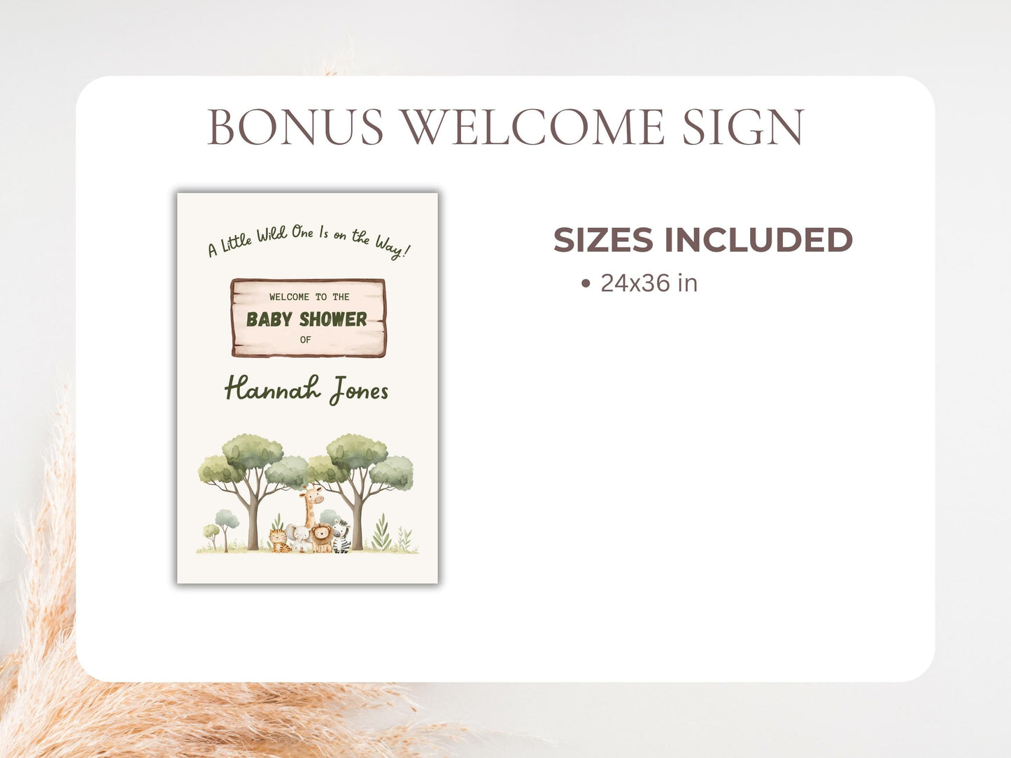 Wild One Safari Baby Shower Digital Invitation + RSVP Tracking