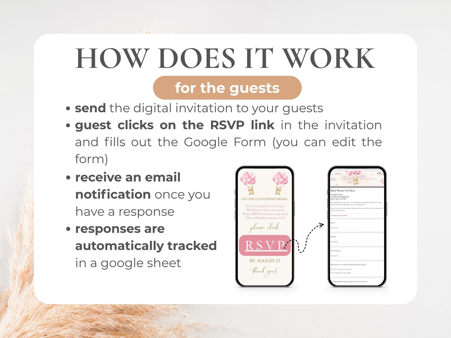 We Can Bearly Wait Pink Teddy Bear Baby Shower Invitation + RSVP Tracker