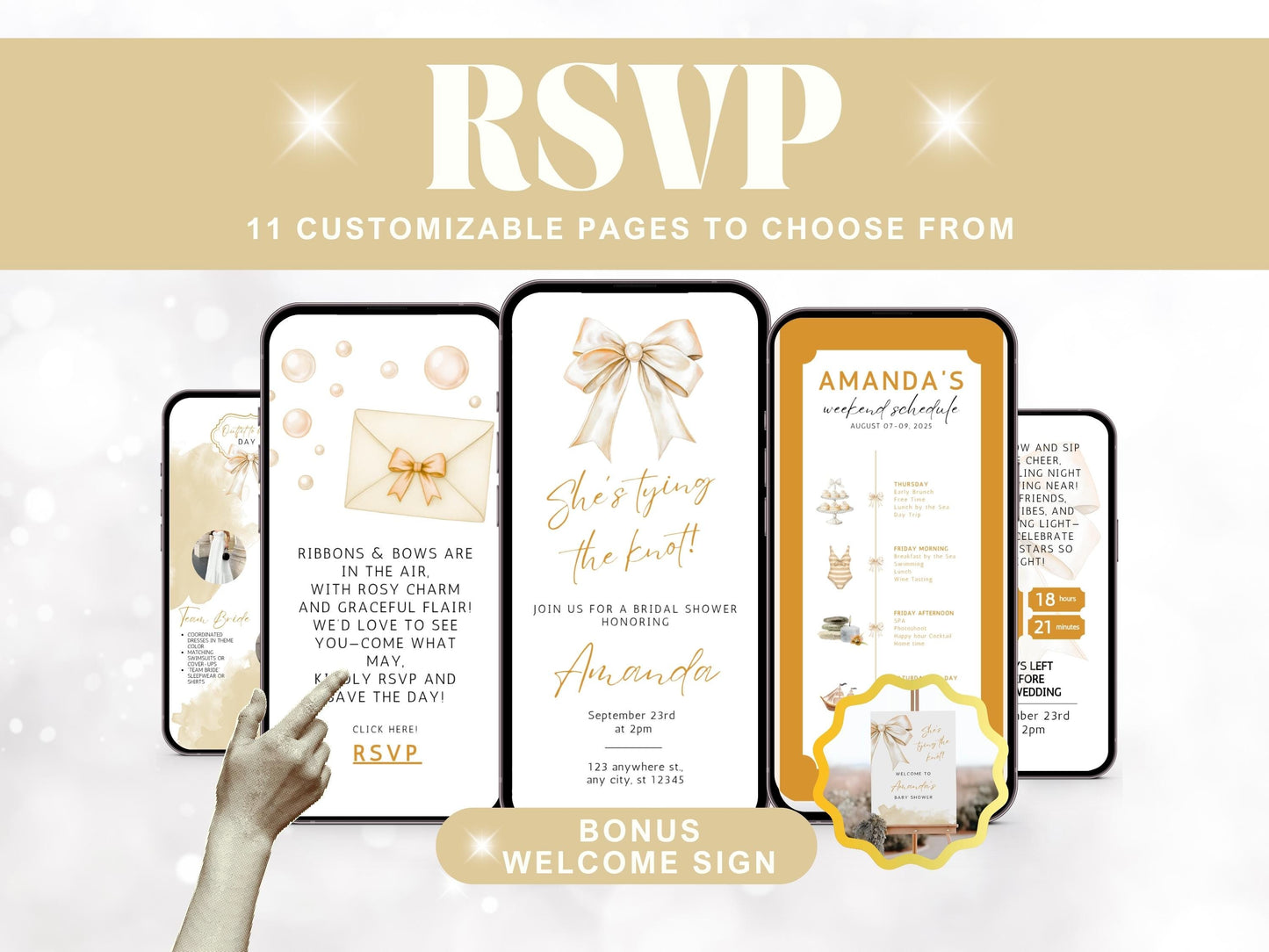 Gold Bow Bridal Shower Invitation