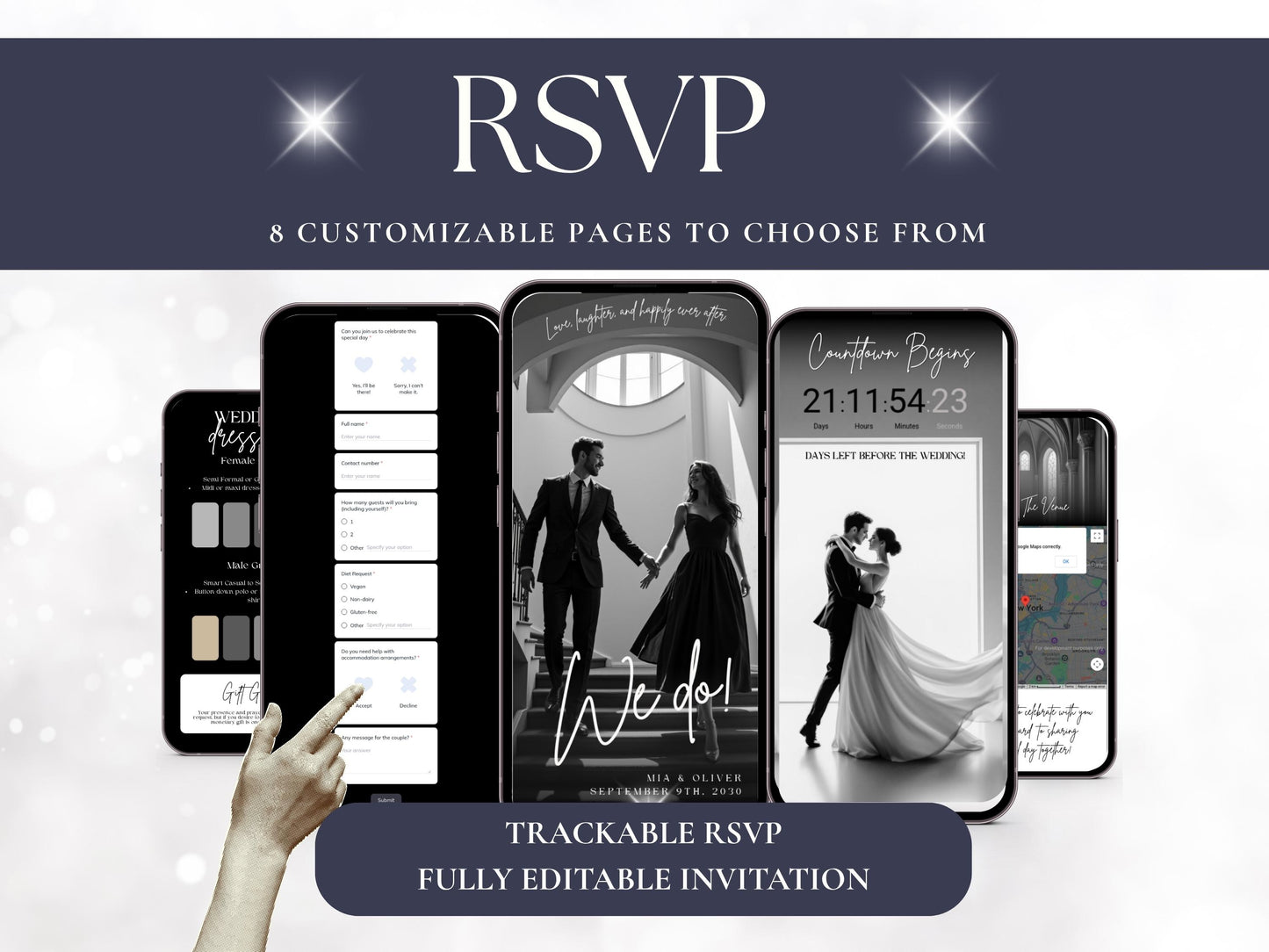 Minimalist Wedding Invitation Template + Trackable RSVP