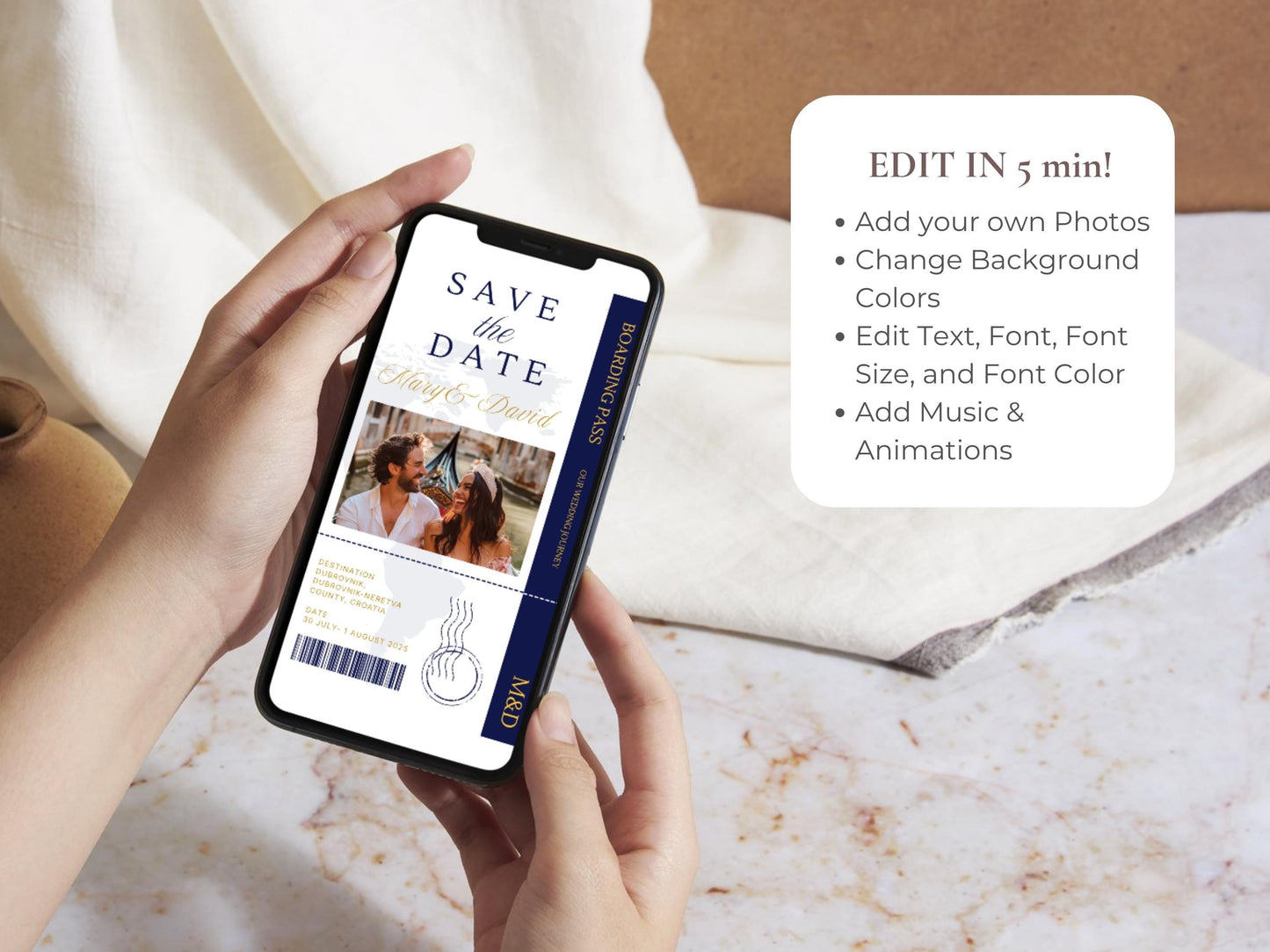 Elegant Boarding Pass Save the Date Template