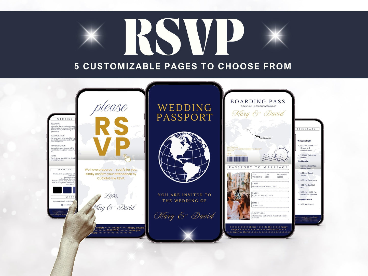 Passport Wedding Invitation Suite + Trackable RSVP